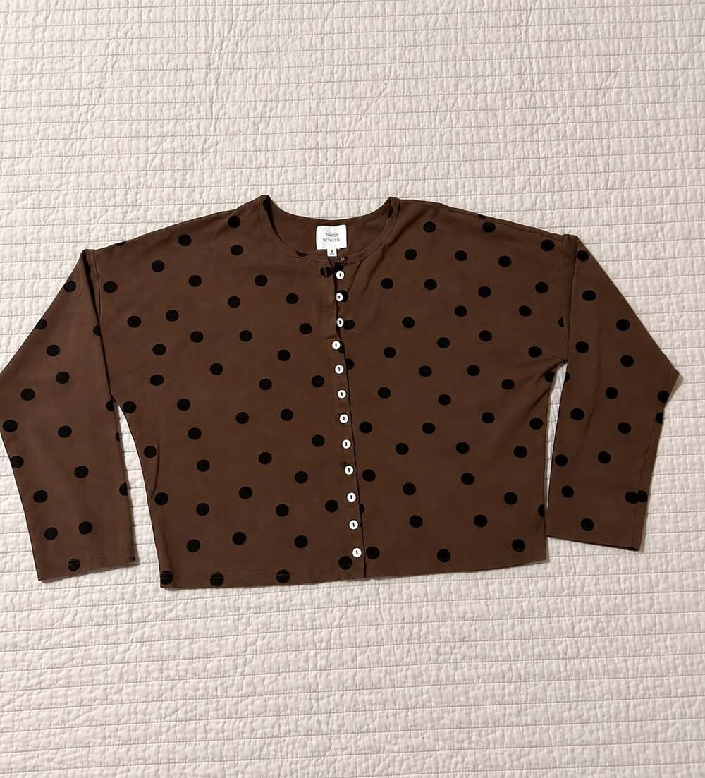 Things Between Polka Dot Piper Cardigan Chocolate Brown Black Oversized